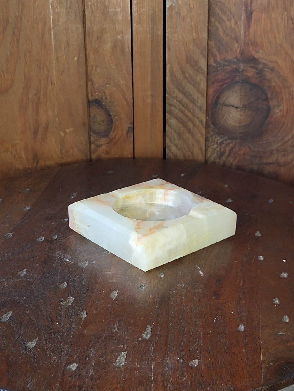 Square Onyx Ashtray in Pale Green and Cream